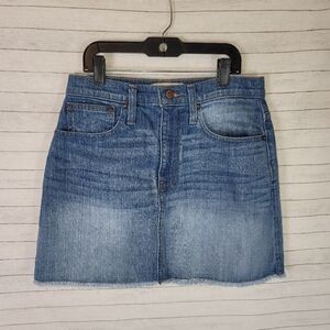 MADEWELL RAW HEM MEDIUM WASH MINI DENIM SKIRT, SZ 26